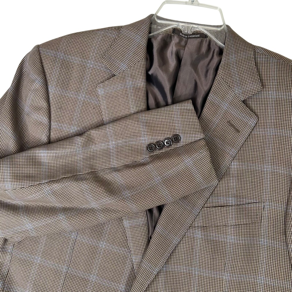 Ermenegildo Zegna Brown Checkered Wool Blazer Jacket Italy Size 54R IT 40R US